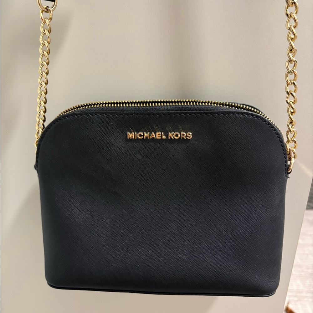 Michael Kors Black Crossbody with Gold Chain